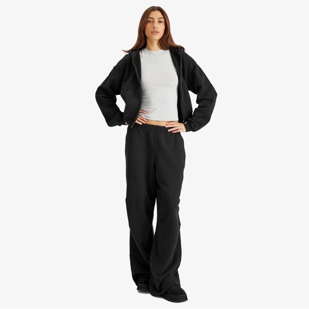 NWT SKIMS VINTAGE FLEECE ZIP-UP HOODIE WASHED ONYX SIZE XS (Dep)